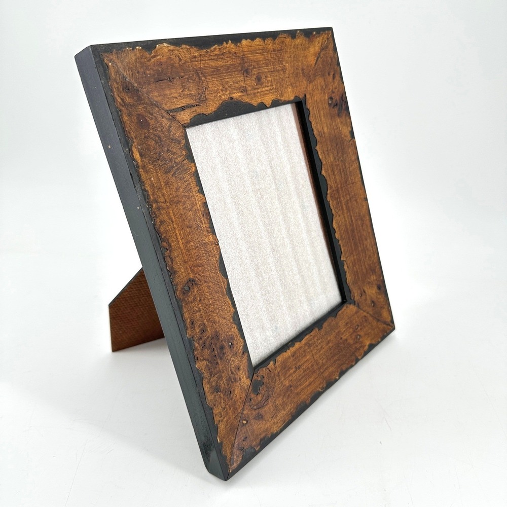 Rustic Wood Grain Photo Frame with Scalloped Border 5x7 Tabletop Country Cabin
